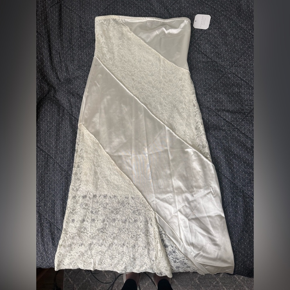 Altar'd State Ivory Satin strapless dress